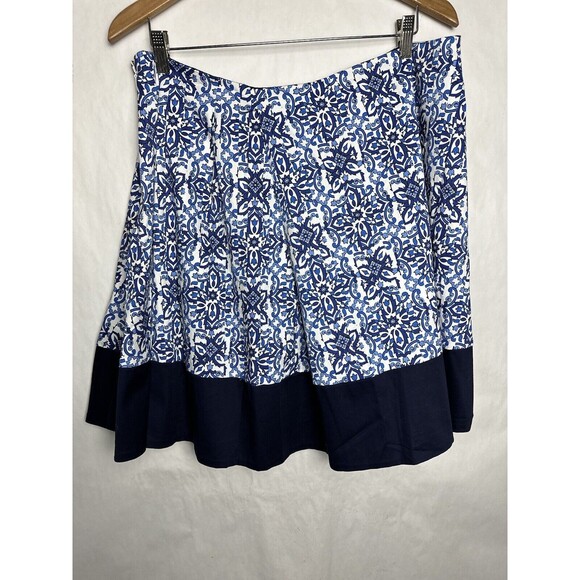 Milly Blue Asymmetrical Tile Skirt Womans Size XL Pleated Floral Paisley Print - Picture 9 of 9